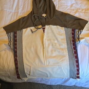 BKE Cream and Olive Hoodie with Red Accents